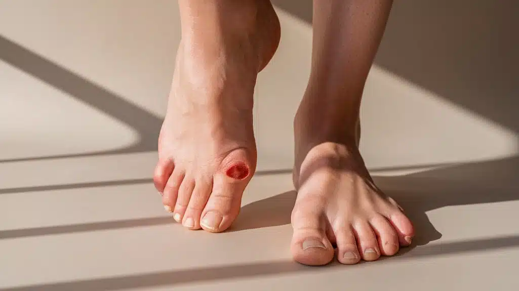 erste Anzeichen einer Hallux-valgus-Entwicklung